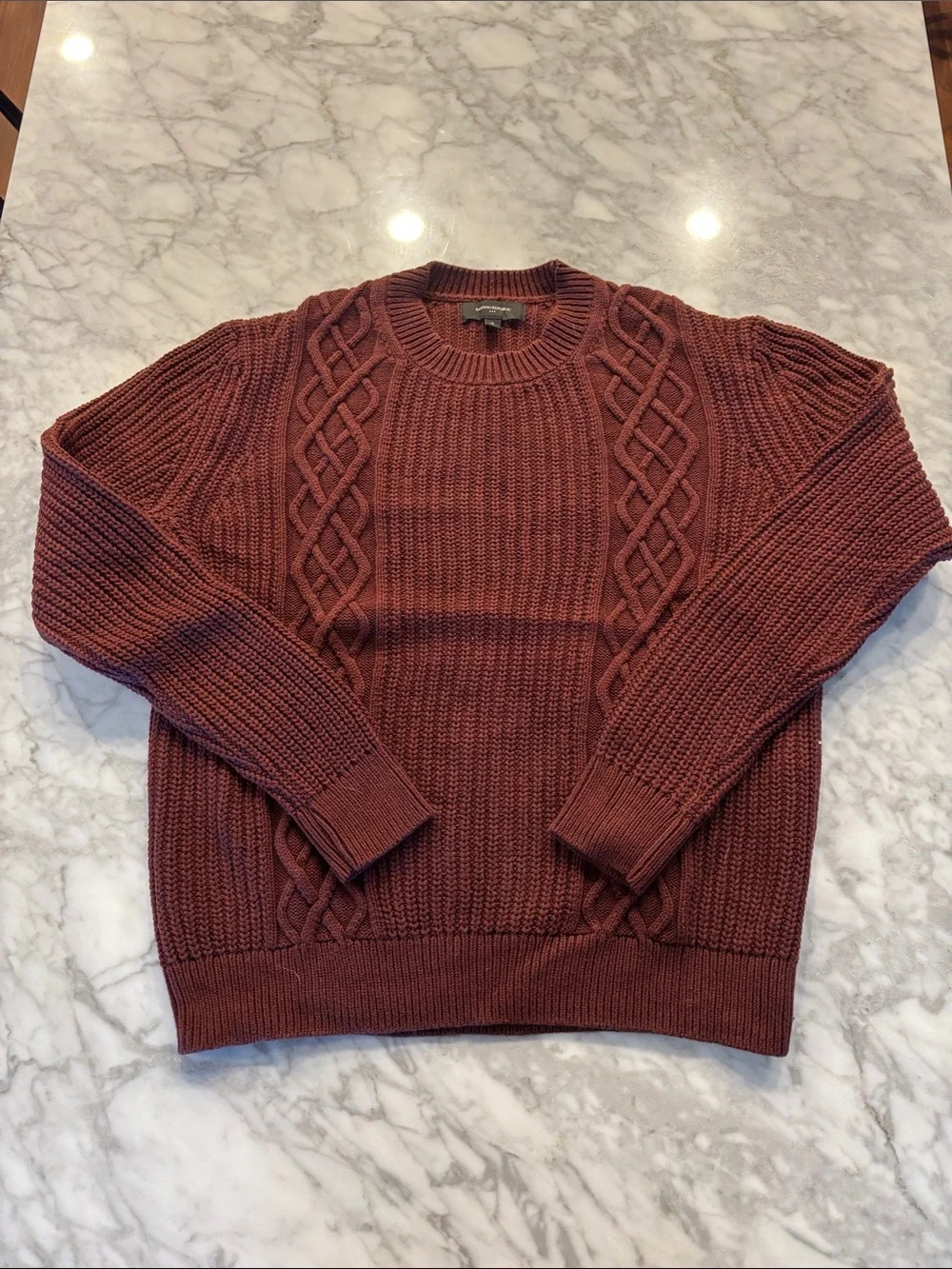 Banana Republic Men's Cable Crewneck Sweater - Rust Brown